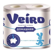 Бумага туалетная Veiro Домашняя 2-слойная белая (4 рулона в упаковке по 15 метров)