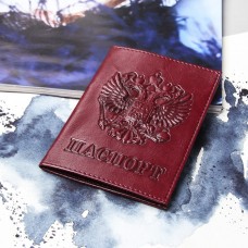 Обложка для паспорта, герб, цвет красный, черный