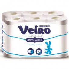 Бумага туалетная Veiro Домашняя 2-слойная белая (12 рулонов  в упаковке по 15 метров)